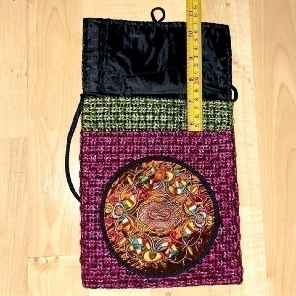 NWOT Chinese handmade knit luck embroidery purse crossbody bag travel passport - Picture 7 of 13